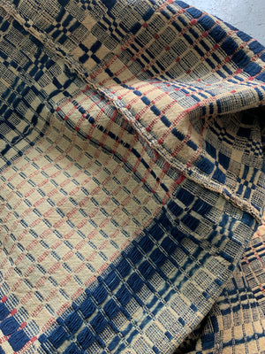 American antique Pennsylvanian wool double-cloth blanket (232 x 193cm)