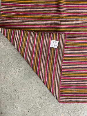 Bhutanese vintage plain striped silk and wool cover (290 x 160cm)