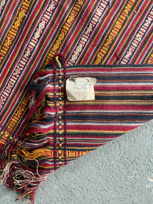Bhutanese vintage supplementary warp pattern wool silk cover (272 x 138cm)