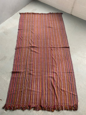 Bhutanese vintage supplementary warp pattern wool silk cover (272 x 138cm)
