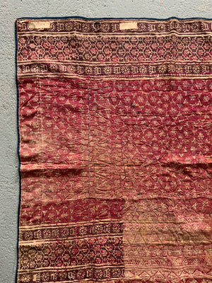 Indian Gujarat vintage floss silk embroidery (92 x 89)