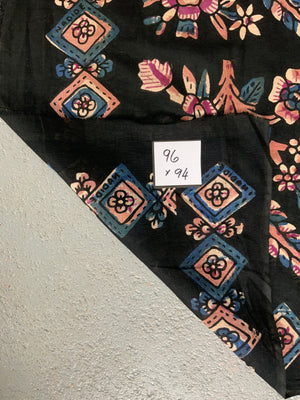 Turkish vintage Tokat Kandili type wood block pink printed cotton (96 x 94cm)