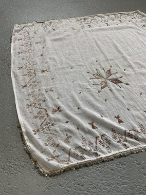 Turkish vintage cotton embroidered headcloth 79 x 79cm