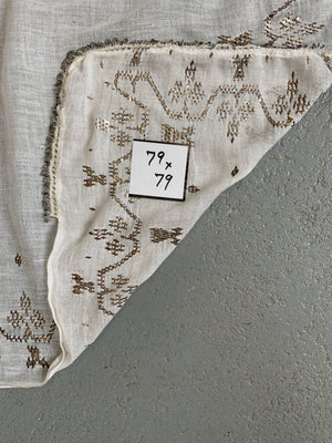 Turkish vintage cotton embroidered headcloth 79 x 79cm