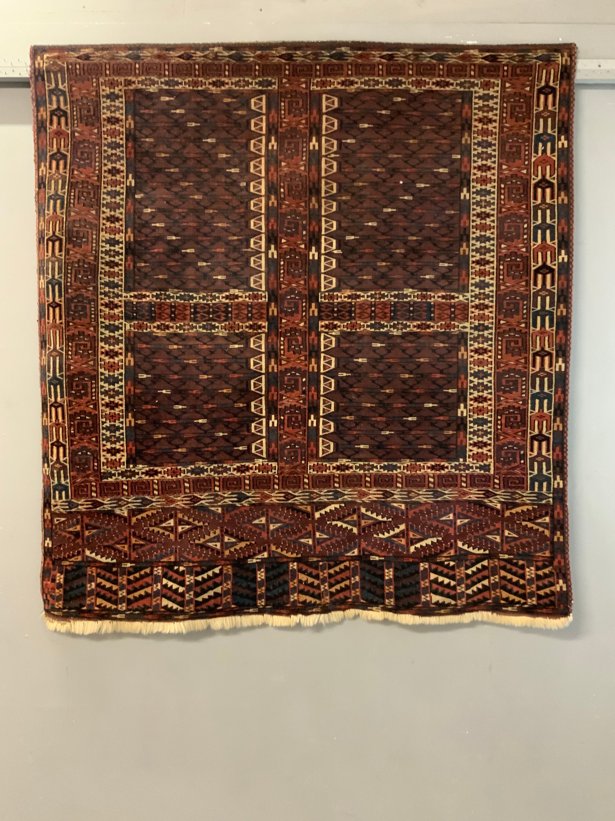 Turkmen Yomut antique doorway ensi rug (155 x 142cm)