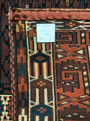Turkmen Yomut antique doorway ensi rug (155 x 142cm)