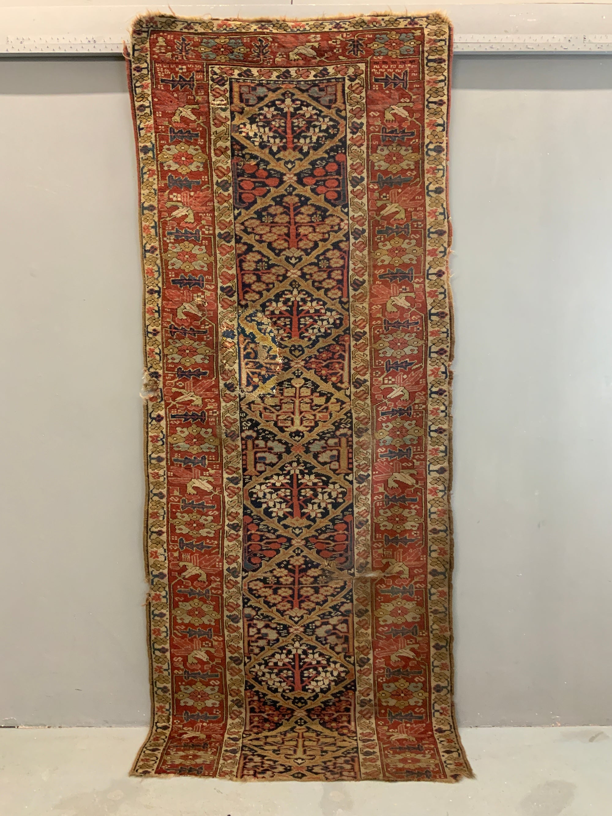 Kurdish antique long rug / runner fragment (271 x 105cm) *AF