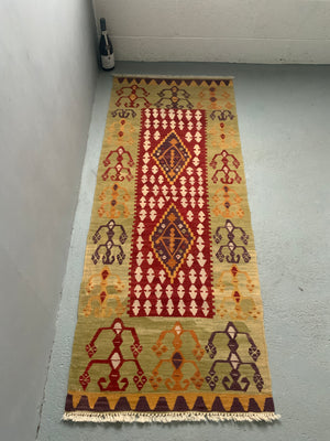 Turkish Konya natural dye kilim short runner (177 x 70cm) *new