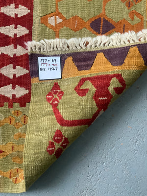 Turkish Konya natural dye kilim short runner (177 x 70cm) *new