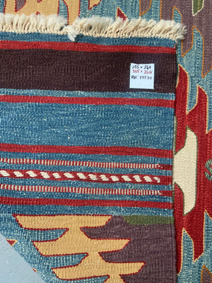 Turkish Konya kilm carpet with Afyon design (355 x 264cm) *new