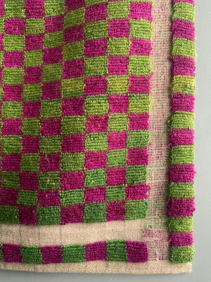 Turkish Obruk looped pile Çeki Tülü chequered rug (165 x 114cm)