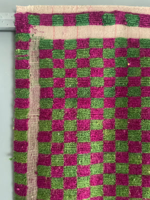 Turkish Obruk looped pile Çeki Tülü chequered rug (165 x 114cm)