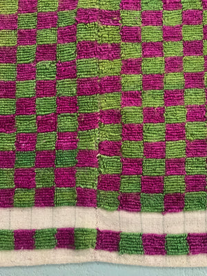 Turkish Obruk looped pile Çeki Tülü chequered rug (165 x 114cm)