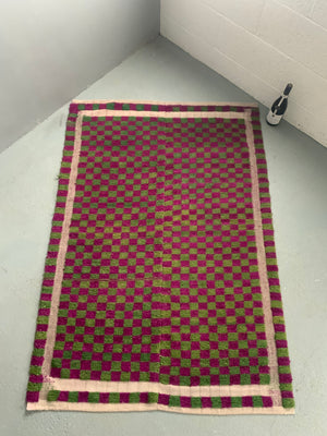 Turkish Obruk looped pile Çeki Tülü chequered rug (165 x 114cm)