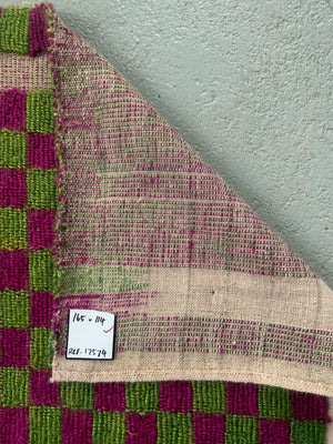 Turkish Obruk looped pile Çeki Tülü chequered rug (165 x 114cm)