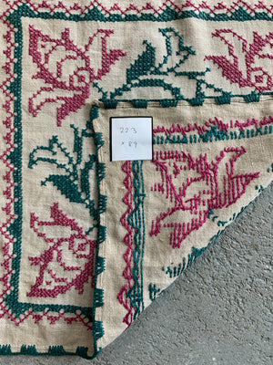 Italian silk embroidery on linen (223 x 89cm)