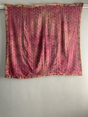 Turkish antique cotton raspberry colour print (123 x 119cm)