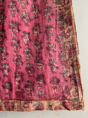 Turkish antique cotton raspberry colour print (123 x 119cm)