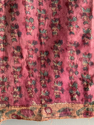 Turkish antique cotton raspberry colour print (123 x 119cm)