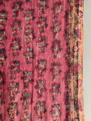 Turkish antique cotton raspberry colour print (123 x 119cm)