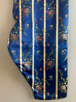 Blue striped silk pelmet (165 x 195cm)