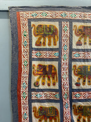 Indian Gujarati reverse appliqué and embroidered bedcover (270 x 225cm)
