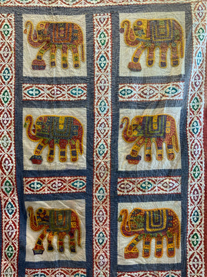 Indian Gujarati reverse appliqué and embroidered bedcover (270 x 225cm)
