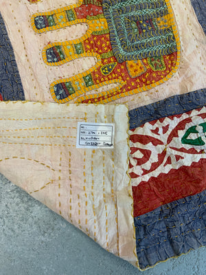 Indian Gujarati reverse appliqué and embroidered bedcover (270 x 225cm)