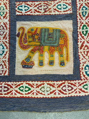 Indian Gujarati reverse appliqué and embroidered bedcover (270 x 225cm)