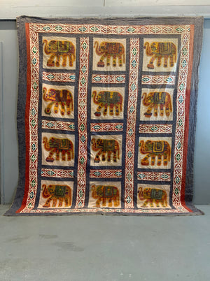 Indian Gujarati reverse appliqué and embroidered bedcover (270 x 225cm)
