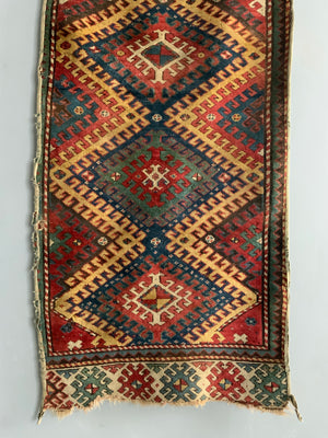 Azeri Kasak Bordjalou antique rug fragment 205 x 80