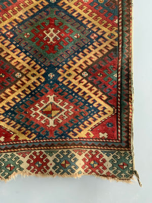 Azeri Kasak Bordjalou antique rug fragment 205 x 80