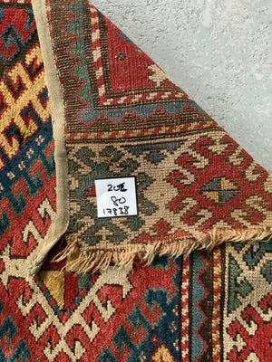 Azeri Kasak Bordjalou antique rug fragment 205 x 80
