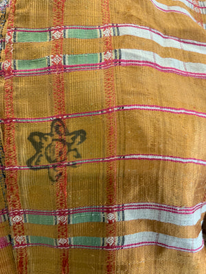 Ottoman antique Turkish part-silk peshtemal made into a light coat