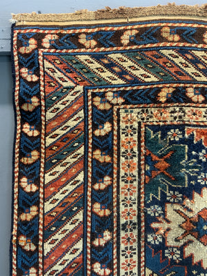 Caucasian antique Shirvan blossom type long rug (292 x 108cm)
