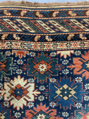 Caucasian antique Shirvan blossom type long rug (292 x 108cm)