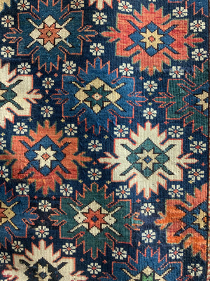Caucasian antique Shirvan blossom type long rug (292 x 108cm)