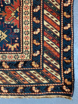 Caucasian antique Shirvan blossom type long rug (292 x 108cm)