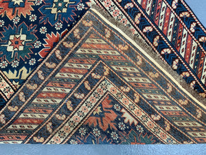 Caucasian antique Shirvan blossom type long rug (292 x 108cm)
