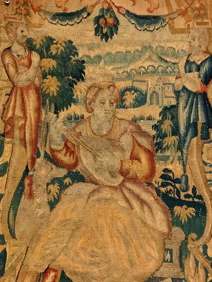 Pair of Brussels antique tapestry border fragments small (~71 x 46cm) [2]