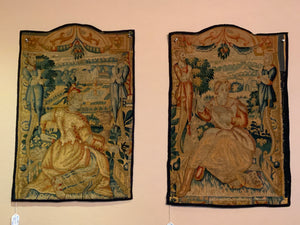 Pair of Brussels antique tapestry border fragments small (~71 x 46cm) [2]