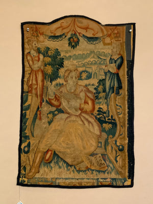 Pair of Brussels antique tapestry border fragments small (~71 x 46cm) [2]