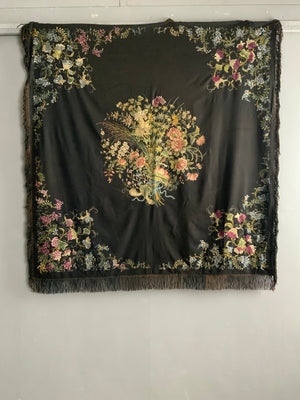Chinese vintage embroidered shawl (148 x 144cm)