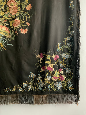 Chinese vintage embroidered shawl (148 x 144cm)