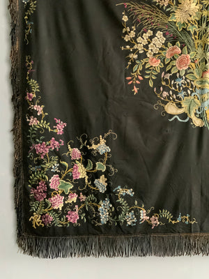 Chinese vintage embroidered shawl (148 x 144cm)