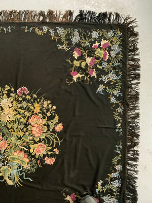 Chinese vintage embroidered shawl (148 x 144cm)