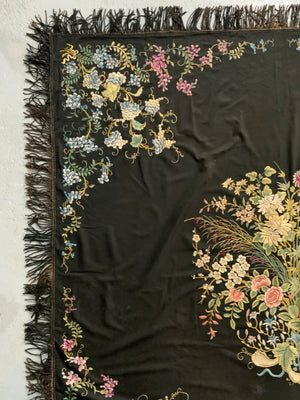 Chinese vintage embroidered shawl (148 x 144cm)