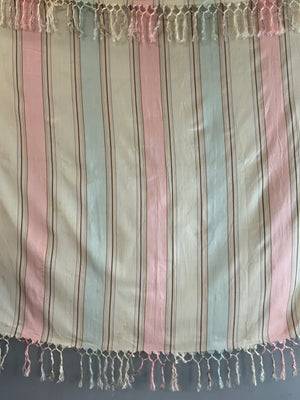 Late Victorian plain candy striped shawl (152 x 113cm)