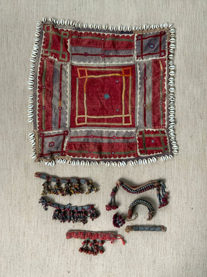 Indian Bangara anklets shell and bead work (48 x 48cm)