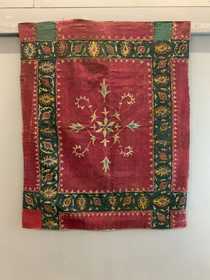 Tibetan coverlet silk embroidery on a felted wool cloth (126 x 103cm)